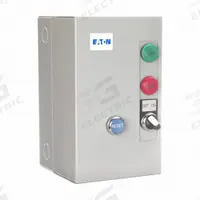 EATON IEC Magnetic Motor Starter: Non-Reversing, 3 Poles, Electronic Protection, 9 A, 24V AC (MPN ECX09C1THA-R63/C). Key specifications — Brand: EATON; Pilot Lights Included: None; Auxiliary Contacts Included: 1NO/1NC.