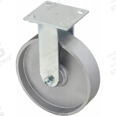 APPROVED VENDOR Plate Caster: Rigid, No Brake, Iron, 8 in Wheel Dia, 2 in Wheel Wd, Slot - Medium-Duty Plate Casters