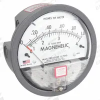 DWYER Differential Pressure Gauge: Back/Single-Side, 1/8 in NPT Female, 2000, 4 in Dial, IP67, IP67 (MPN 2001AV). Key specifications — Sensor Type: Diaphragm; Series: 2000; Housing Material: Die Cast Aluminum; Certificate of Calibration: Not Included.