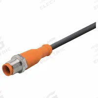 Single-Ended Cordset: M12 Male Straight X Bare Wire, 4 Pins, Black, PUR, 5 m Cable Lg (MPN EVC077). Key specifications — Cable Jacket Color: Black; End 1 Gender: Male; End 1 Mounting Orientation: Straight; End 2 Connection Type: Bare Wire; IP Rating: IP68; Brand: IFM; Wire Size: 0.34 sq mm; Cable Jacket Material: PUR.