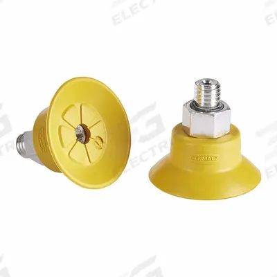 SCHMALZ Vacuum Pad Assembly: G1/8 in, 28.2 mm Pad Dia, NBR-ESD, 55 A, Yellow - Flat Type Electronics Industry ESD Vacuum Pad Assemblies