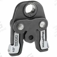 RIDGID Press Jaw: 1/2 in Pipe, Stainless Steel, For Viega MegaPress, Extended/Std Tool Types (MPN 37958). Key specifications — attr518773: Jaw; attr518762: Stainless Steel; attr518771: Steel; attr518761: Viega MegaPress; attr518760: RIDGID.