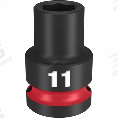 MILWAUKEE Standard Impact Socket: 1/2 in Drive Size, Metric, 11 mm Socket Size, 6-Point - 1/2" Drive Impact Sockets