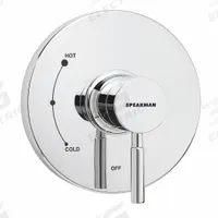 SPEAKMAN Shower Valve and Trim: Compatible Product Type Neo Shower Faucet Valves, Circle Trim Plate (MPN SM-1000-P). Key specifications — Compatible Product Type: Neo Shower Faucet Valves; Brand: SPEAKMAN; Trim Plate Material: Plastic; Product Type: Tub and Shower Valve; Trim Plate Shape: Circle; Handle Material: Zinc; Trim Finish/Color: Chrome.