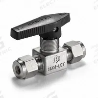 HAM-LET Manual Two-Way Ball Valve: 1/4 in, Stainless Steel, Straight, Compression x Compression (MPN H-800M-SS-L-1/4-BH). Key specifications — Brand: HAM-LET; Handle: Lever.