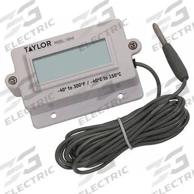TAYLOR Digital Panel Mount Thermometer: -40°F to 300°F /-40°C to 150°C - Water-Resistant Panel Mount Digital Thermometers