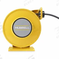 HUBBELL WIRING DEVICE-KELLEMS Extension Cord Reel: Ratchet Lock, 35 ft Cord Lg, 12 AWG, SOW, Yellow (MPN HBLW35123). Key specifications — Retractable Cord Ending NEMA Configuration: Bare Wire; Voltage: 600V AC; Brand: HUBBELL WIRING DEVICE-KELLEMS.