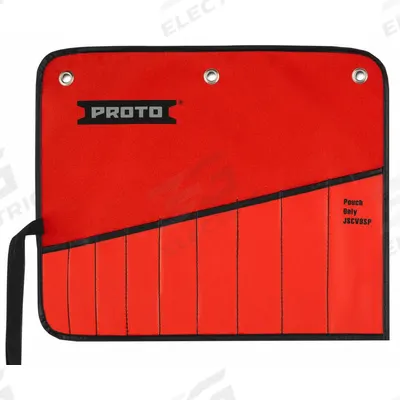 PROTO Wrench Roll: Red, 10 in Overall Lg, Canvas - Wrench Rolls & Racks