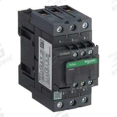 SCHNEIDER Magnetic Contactor: Non-Reversing, 3 Poles, 3NO Contacts, 40 A - Non-Reversing IEC Contactors
