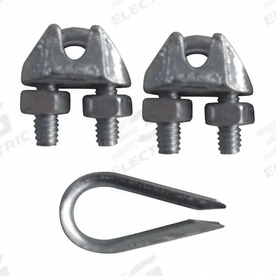 Dayton Wire Rope U-Bolt Clip and Thimble Kit: 3/16 in Compatible Rope Dia - Clip & Thimble Kits