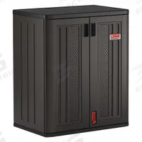 SUNCAST Storage Cabinet: 30 in x 20 1/4 in x 36 in, 2 Fixed Shelves, Recessed Pull & Padlock Hasp (MPN BMCCPD3600). Key specifications — attr87767: Unassembled; attr87766: Gray; attr66503: SUNCAST.