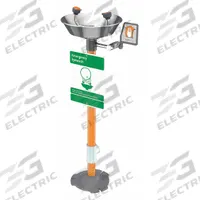 GUARDIAN EQUIPMENT Plumbed Eyewash: Std, Floor Mnt, Eyes Coverage, Uncovered, Stainless Steel Bowl (MPN G1825). Key specifications — Activation: Push Plate; Brand: GUARDIAN EQUIPMENT.