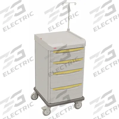 METRO Medical Procedure Cart: Polymer, (4) Swivel, Taupe, White, 4 Drawers - Medical Procedure Carts