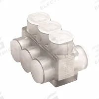 BURNDY Multitap Connector: 2 Port, Double-Sided Entry, 4 AWG – 600 kcmil Wire Size, Clear (MPN BIBD6002). Key specifications — Body Material: Aluminum; Brand: BURNDY.