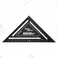 JOHNSON LEVEL Rafter Square: 1/2 in Center-to-Edge Heel Wd, 1/4 in, Top, 12 in Square Size, Aluminum (MPN 1904-1200). Key specifications — attr936133: Etched; attr936134: 1/8 in; attr936137: Degree Scale; attr948788: 1/4 in; attr934763: JOHNSON LEVEL; attr984589: Inch; attr984960: Aluminum.