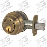 MASTER LOCK Deadbolt Lock: Cylindrical, 1 3/8 in Door Thick - Max, Brass (MPN DSH0605KA4S). Key specifications — ADA Compliant: No; Brand: MASTER LOCK; Finish: Bright Brass, Clear Coated; Keyway Type: SC1; Ligature Resistance: Not Ligature-Resistant.