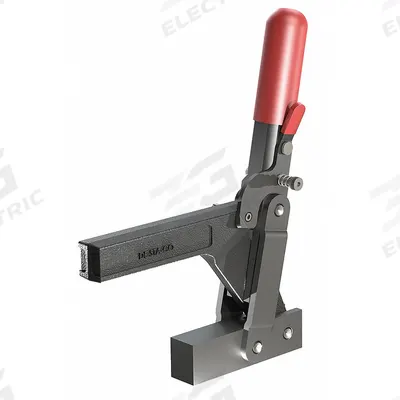 DE-STA-CO Vertical Hold-Down Clamp: Locking Vertical Handle, Flange Base Mounting - Nonreflective Toggle Clamps