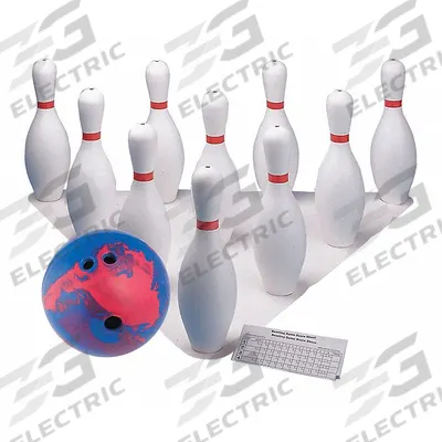 CHAMPION SPORTS Bowling Set: (10) Bowling Pins/Bowling Ball/Score Pad/Setup Sheet, Plastic - Floor Bowling