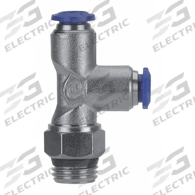 AIGNEP USA Push-Fit Tee Fitting: 1/8 in OD x 1/8 in OD x 5/16 in Pipe Size, Brass - Nickel-Plated Brass Tube Fittings