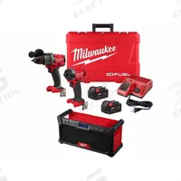 MILWAUKEE Cordless Combination Kit: 3 Tools, Hammer Drill/Impact Driver/Radio, 18 V DC Volt, 23Y581 (MPN 3697-22, 2952-20). Key specifications — attr1176460: Hammer Drill.