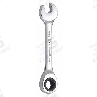WESTWARD Combination Wrench: Alloy Steel, Chrome, 8 mm Head Size, 3 1/2 in Overall Lg - Metric 12-Point Ratcheting Combination Wrenches