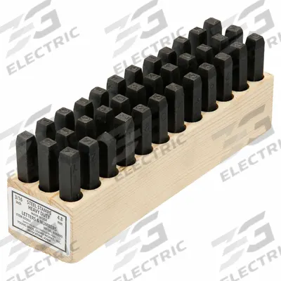 YOUNG BROS. STAMP WORKS Hand Stamp Kit: 3/16 in Character Ht, 2 3/4 in Shank Lg, Steel - Heavy-Duty Sharp-Face Hand Stamps