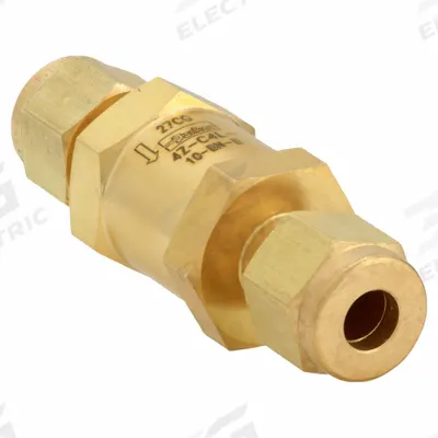 Parker Instrumentation Check Valve: For Fluids/Gas Media, Poppet, Inline Valve Body - Brass Inline Poppet Check Valves