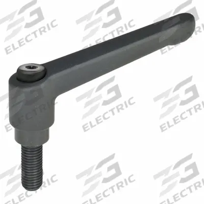 JW WINCO Adjustable Handles; Adjustable Levers: Zinc w/ Steel Thread, 5/8"-11 Thread - Teardrop-Style Adjustable Handles with Threaded Stud