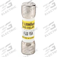 LITTELFUSE Fuse: FLQ Series, Midget, Time-Delay, 15 A, 500 V AC, 300 V DC, 13/32 in x 1 1/2 in (MPN FLQ015). Key specifications — Series: FLQ; Brand: LITTELFUSE.