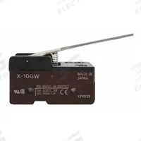 OMRON Snap Action Switch: Hinge Lever Actuator, 1NO/1NC, Solder (MPN X-10GW). Key specifications — AC Contact Rating: 2 A @250 V; Electrical Connection: Solder; Series: X; Brand: OMRON.