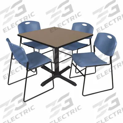 CAIN Cafe/Breakroom Table: Laminate, Oak, 29 in Overall Ht - Max, 36 in Overall Wd - Movable Table & Chair Kits