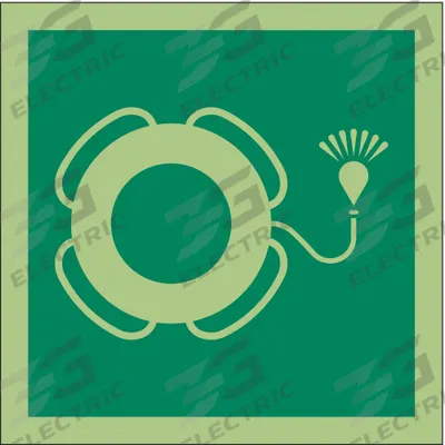 IMO (International Maritime Organization) Safety Sign: Vinyl, Adhesive Sign Mounting - Square Life Buoy With Light Symbol Signs