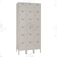 LYON Wardrobe Locker: 36 in x 12 in x 78 in, 6 Tiers, 3 Units Wide, Louvered, Padlock Hasp, Gray (MPN 7GC53323SU). Key specifications — Locker Color: Medium Gray; Door Type: Louvered; Includes Number Plates: No; Brand: LYON; Assembled: Assembled; Color Family: Gray.