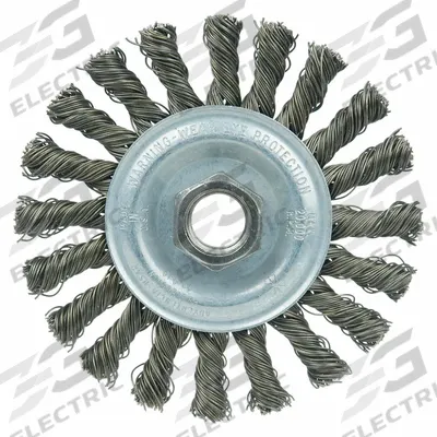 WEILER Cable Twist Knot Wheel: Steel Cable Twist, 4" Dia x 1/4" Wd, 5/8"-11 Arbor - Heavy-Cleaning Brushes for Flat Carbon Steel Surfaces