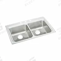 JUST MANUFACTURING Bowl Drop-In Sink: 33 in Overall Lg, 22 in Overall Wd, 4 1/2 in Bowl Dp, 2 Bowls (MPN DLADA2233A454-J). Key specifications — Brand: JUST MANUFACTURING; Color Family: Silver/Gray.