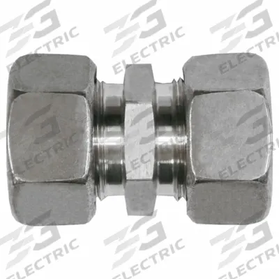 BRENNAN INDUSTRIES Compression Fitting Adapter: 8 mm OD x 8 mm OD size - Flareless Bite-Type Stainless Steel Compression Fittings