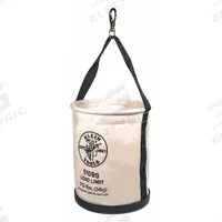 KLEIN TOOLS Bucket Bag: 15 in H, Off-White, Canvas, 0 Pockets, Open Top (MPN 5109S). Key specifications — attr1118525: KLEIN TOOLS; attr1125037: Off-White; attr1118507: Single Handle With Snap Hook; attr1125041: Canvas; attr1203718: Yes.