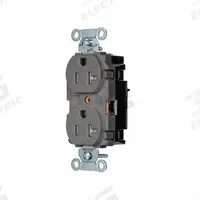 HUBBELL Receptacle: Duplex, 5-20, Gray, 125V AC, 20 A, 2 Pole / 3 Wire (MPN 5362STGYTR)