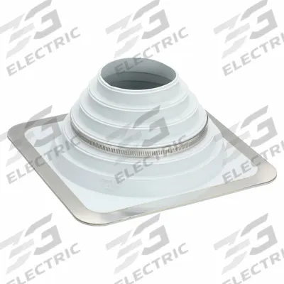 PORTALS PLUS 12.3"H-W Alum/EPDM Roof Vent Pipe Flshng: For Corrugated Metal Roof, Square Base - Rectangular-Base Boots