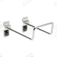 TRITON PRODUCTS Pegboard Hook: 5 in x 3 3/4 in x 2 1/4 in, 2 Hooks, 5 in Hook Dp, ABS Retainers (MPN 66528). Key specifications — Mounting Type: Surface; Includes: ABS Retainers; Finish: Brushed; Color: Silver; Accessory Type: 80-Degree Closed Hook; Locking System: ABS Retainers; Material: Stainless Steel; For Tool Type: Cords.