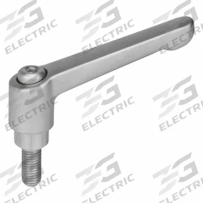 JW WINCO Adjustable Handles; Adjustable Levers: SS, 3/8"-16 Thread, 1.97 in Thread Lg - Corrosion-Resistant Teardrop-Style Adjustable Handles with Threaded Stud