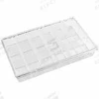 FLAMBEAU Compartment Box: 6 1/2 in x 10 3/4 in x 1 7/8 in, Clear, 18 Compartments, 0 Adj Dividers (MPN 6666KC). Key specifications — ESD Conductive: Not Electrostatic Discharge Conductive; Color: Clear; Compartment WxD: 2-1/16 in x 1-9/16 in; Brand: FLAMBEAU; Material: Plastic.