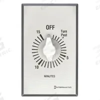 INTERMATIC Spring-Wound Timer: 15 min Max, SPST, 120/277V AC, Wall Plate Included, Silver (MPN FF15MC). Key specifications — Brand: INTERMATIC; Includes Hold: No Hold Included.