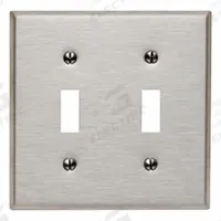 LEVITON Wall Plate: Toggle, 2 Gang, Silver, Std Size (MPN 84009). Key specifications — Brand: LEVITON; Material: Stainless Steel.