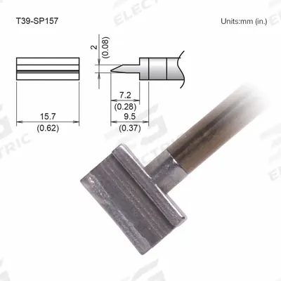 HAKKO Soldering Tip: T39 Series, Spatula, 15.7 mm W - T39 Series Soldering Tips