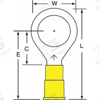 3M Ring Terminal: Yellow, Vinyl Insulation, 1/2 in Stud Size, 12 AWG to 10 AWG Wire Sizes, 600 V (MPN MV10-12RK). Key specifications — attr1308027: 3M; attr1356513: MV10.