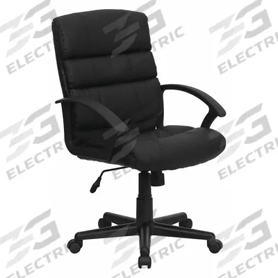 FLASH FURNITURE Office Chair: Lane, Black, Faux Leather Material, 23 1/4 in Back Ht - Fixed-Arm Office Chairs