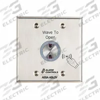 ALARM CONTROLS Wave-to-Open Touch Plate: 4 1/2 in Ht, 1/2 in Dp, 4 1/2 in Wd, Gray, Gray (MPN NTS-2). Key specifications — Color: Gray; Product Type: Wave-to-Open Touch Plate; Operation Type: Wave-to-Open; ADA Compliant: No; Brand: ALARM CONTROLS.