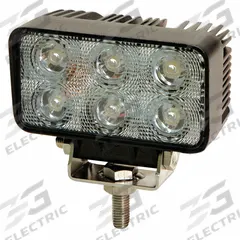 ECCO Vehicle Work Light: Rectangular, Flood, LED, Bolt, Pigtail, Universal, Surface Mount, Black (MPN EW2411). Key specifications — Housing Color: Black; Brand: ECCO; Mount Type: Bolt; Electrical Connection: Pigtail; Installation Type: Permanent.