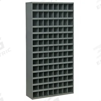 DURHAM MFG Pigeonhole Bin Unit: 34 in x 12 in x 66 in, 112 Compartments, Gray, Steel - Lipped Fixed-Size Compartmented Shelving
